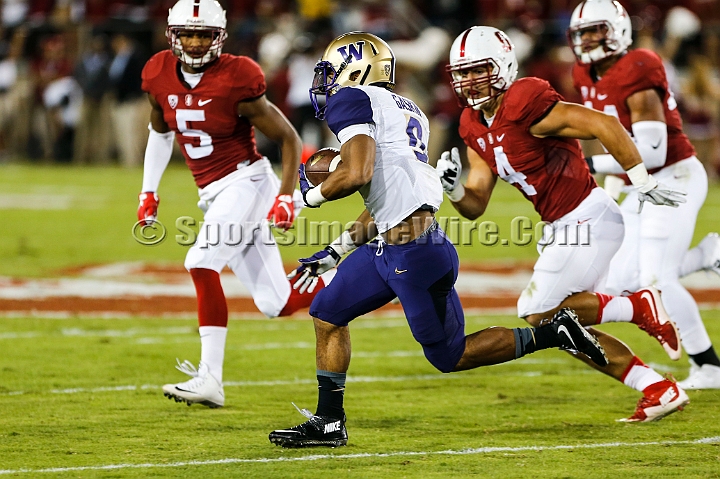 2015StanWash-034.JPG - Oct 24, 2015; Stanford, CA, USA; Washington Huskies tailback Myles Gaskin (9) runs for 7 yards in the first quarter against the Stanford Cardinal at Stanford Stadium. Stanford beat Washington 31-14.